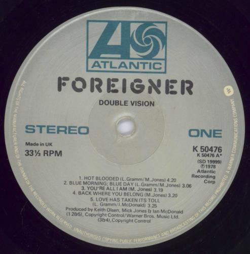 Foreigner Double Vision - EX vinyl LP album (LP record) US FORLPDO829572