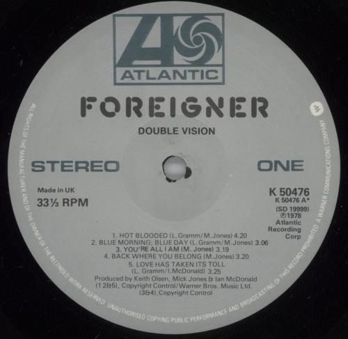 Foreigner Double Vision vinyl LP album (LP record) UK FORLPDO801387