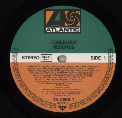Foreigner Records vinyl LP album (LP record) German FORLPRE496617