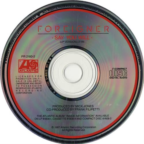 Foreigner Say You Will CD single (CD5 / 5") US FORC5SA80249