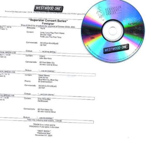 Foreigner Superstar Concert Series CD-R acetate US FORCRSU315820