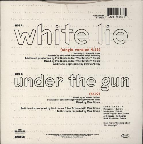 Foreigner White Lie - White Vinyl 7" vinyl single (7 inch record / 45) UK FOR07WH858303