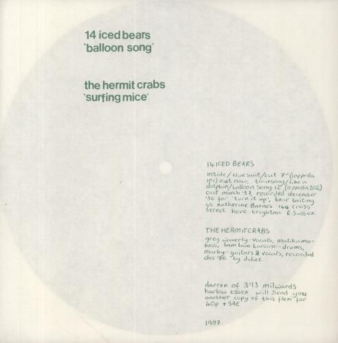 Fourteen Iced Bears Balloon Song / Surfing Mice - Flexi-disc 7" vinyl single (7 inch record / 45) UK FIB07BA854212