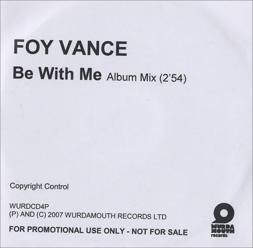 Foy Vance Be With Me CD-R acetate UK FO4CRBE472336