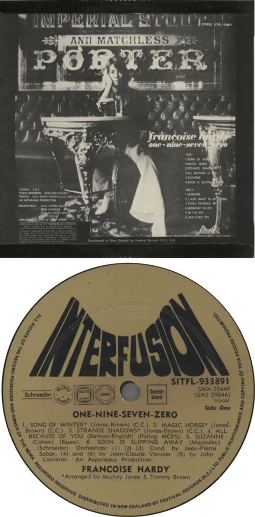 Fran�oise Hardy One-Nine-Seven-Zero vinyl LP album (LP record) New Zealand FHALPON616374