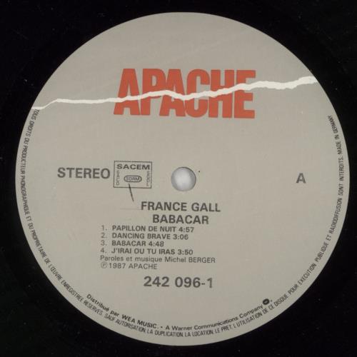 France Gall Babacar vinyl LP album (LP record) French F-GLPBA868065