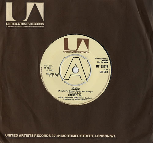 Francis Lai Adagio 7" vinyl single (7 inch record / 45) UK LAI07AD479862