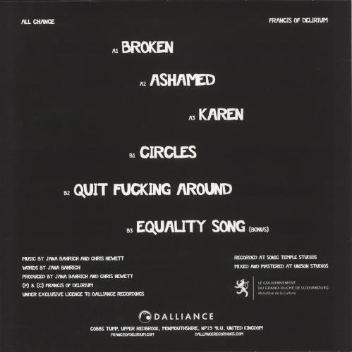 Francis Of Delirium All Change + Exclusive Drawing 12" vinyl single (12 inch record / Maxi-single) UK 9TG12AL872459