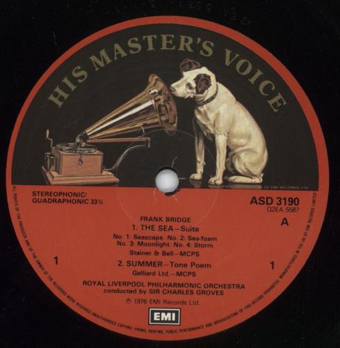 Frank Bridge The Sea / Summer / Cherry Ripe / Enter Spring / Lament vinyl LP album (LP record) UK FFPLPTH880048