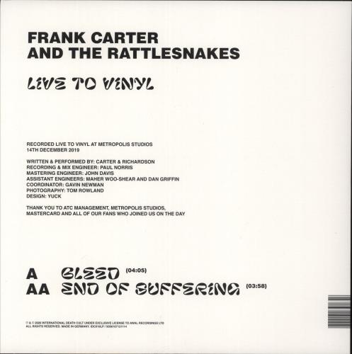 Frank Carter & The Rattlesnakes Live To Vinyl - Translucent Blue Vinyl 10" vinyl single (10 inch record) UK 04C10LI881283