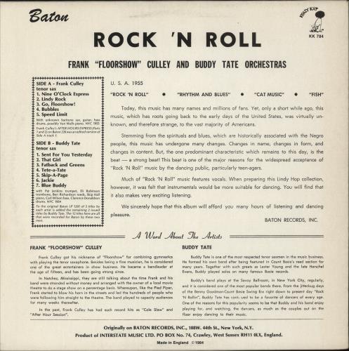 Frank Culley Instrumentals For Dancing The Lindy Hop vinyl LP album (LP record) UK FWGLPIN867834