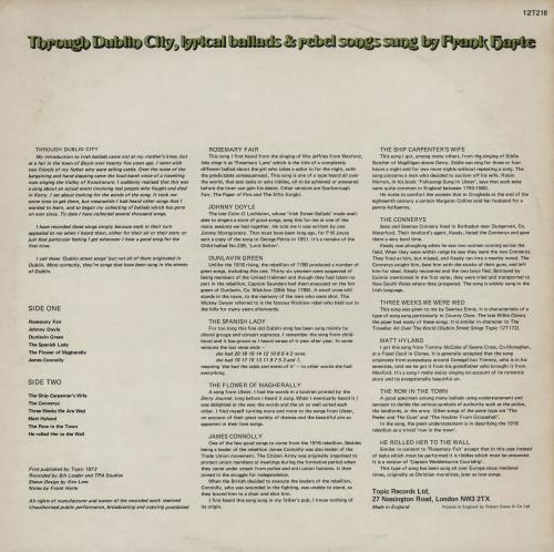 Frank Harte Through Dublin City 7" vinyl single (7 inch record / 45) UK 20P07TH762100
