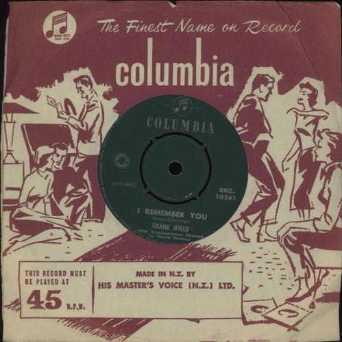 Frank Ifield I Remember You 7" vinyl single (7 inch record / 45) New Zealand FKF07IR677671