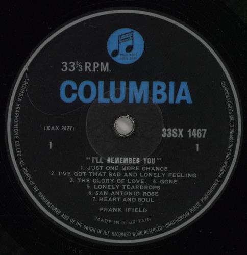 Frank Ifield I'll Remember You vinyl LP album (LP record) UK FKFLPIL504985