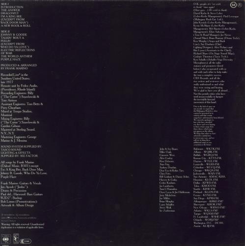 Frank Marino & Mahogany Rush Live vinyl LP album (LP record) UK FKOLPLI337606