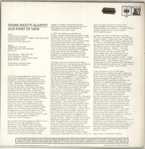 Frank Ricotti Our Point Of View vinyl LP album (LP record) UK FE8LPOU467276