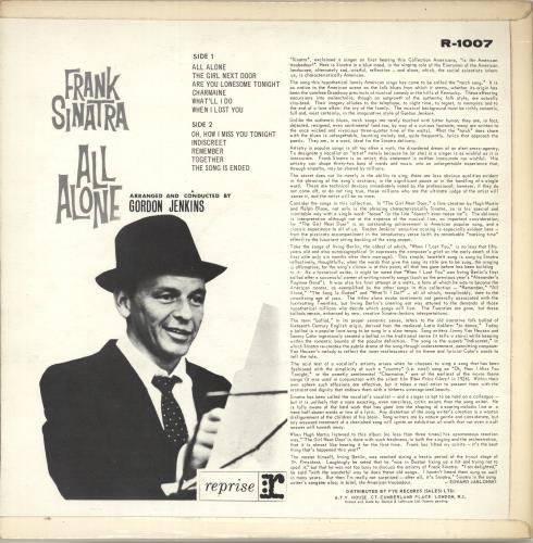 Frank Sinatra All Alone vinyl LP album (LP record) UK FRSLPAL451082