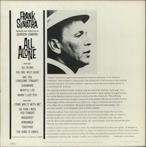 Frank Sinatra All Alone vinyl LP album (LP record) Japanese FRSLPAL879741
