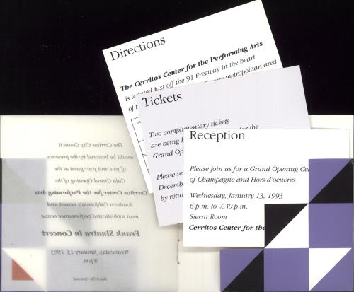 Frank Sinatra Cerritos Center Opening Invitation memorabilia US FRSMMCE189891