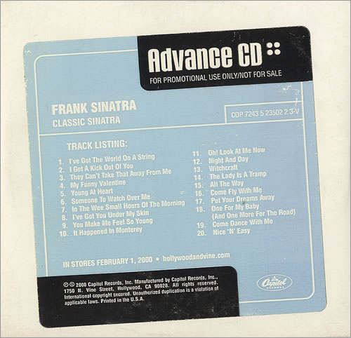 Frank Sinatra Classic Sinatra CD album (CDLP) US FRSCDCL491647