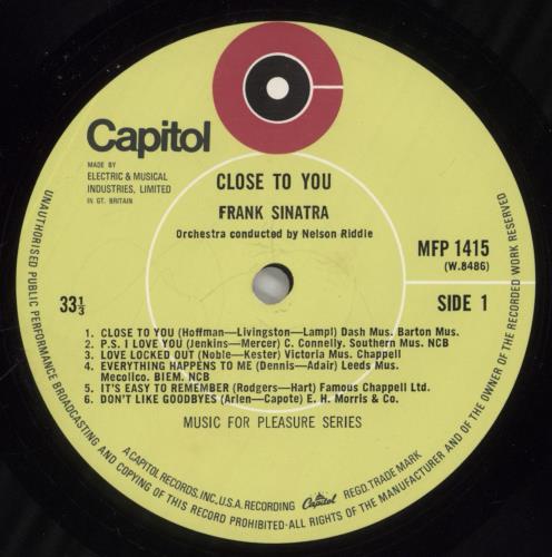 Frank Sinatra Close To You vinyl LP album (LP record) UK FRSLPCL382418