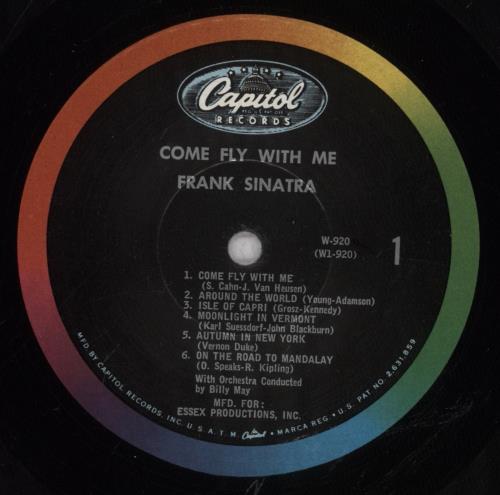Frank Sinatra Come Fly With Me vinyl LP album (LP record) US FRSLPCO842365