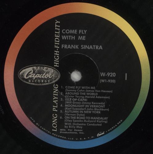 Frank Sinatra Come Fly With Me vinyl LP album (LP record) US FRSLPCO867771