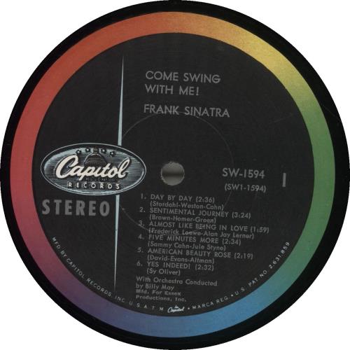 Frank Sinatra Come Swing With Me! vinyl LP album (LP record) US FRSLPCO445133