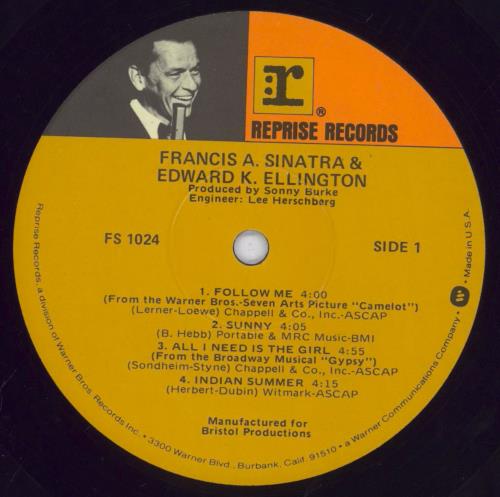 Frank Sinatra Francis A. & Edward K. vinyl LP album (LP record) US FRSLPFR830039