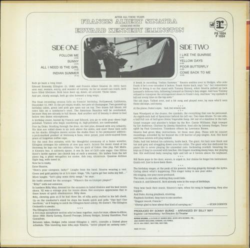 Frank Sinatra Francis A. & Edward K. vinyl LP album (LP record) US FRSLPFR830039