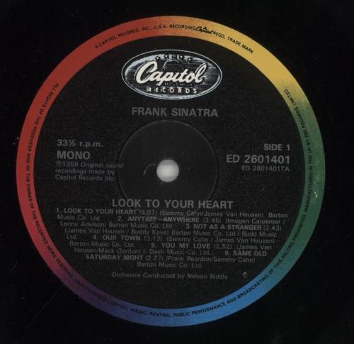 Frank Sinatra Look To Your Heart vinyl LP album (LP record) UK FRSLPLO563280