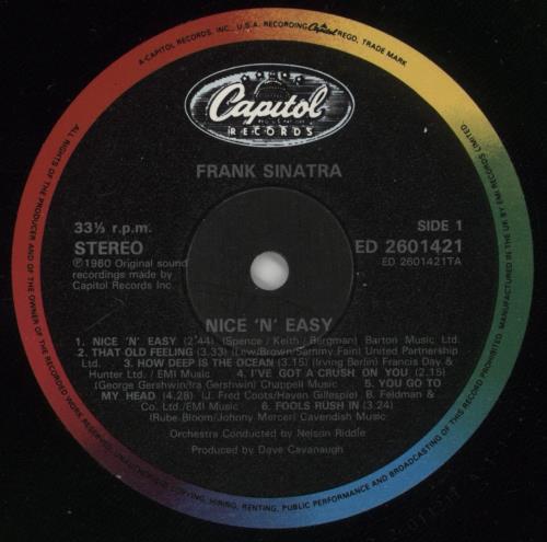 Frank Sinatra Nice 'n' Easy - Not For Sale Sticker vinyl LP album (LP record) UK FRSLPNI863392