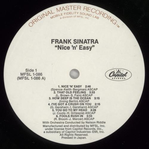 Frank Sinatra Nice 'n' Easy vinyl LP album (LP record) US FRSLPNI874547