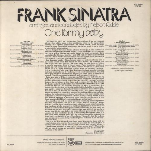 Frank Sinatra One For My Baby vinyl LP album (LP record) UK FRSLPON348587