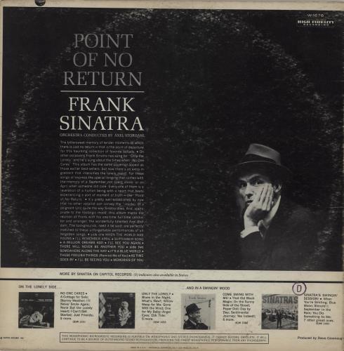Frank Sinatra Point Of No Return vinyl LP album (LP record) US FRSLPPO761766