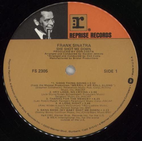 Frank Sinatra She Shot Me Down vinyl LP album (LP record) US FRSLPSH880179