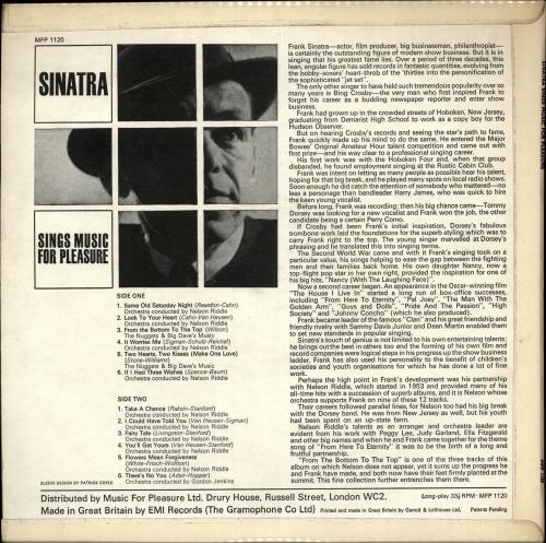 Frank Sinatra Sinatra Sings Music For Pleasure vinyl LP album (LP record) UK FRSLPSI393171