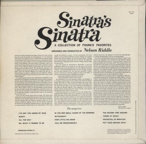 Frank Sinatra Sinatra's Sinatra vinyl LP album (LP record) UK FRSLPSI890081