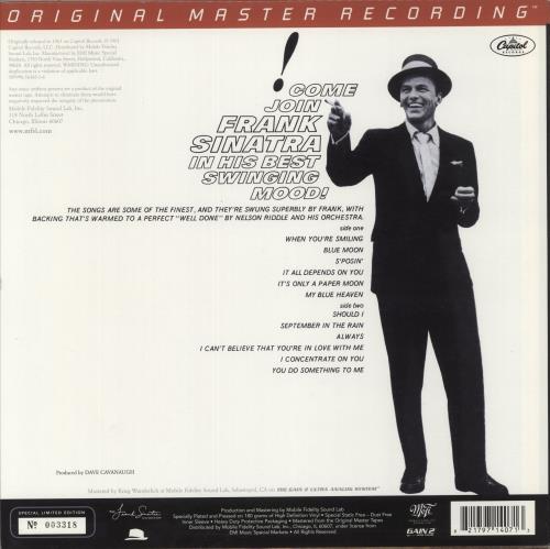 Frank Sinatra Sinatra's Swingin' Session!!! - 180 Gram Vinyl vinyl LP album (LP record) US FRSLPSI880428