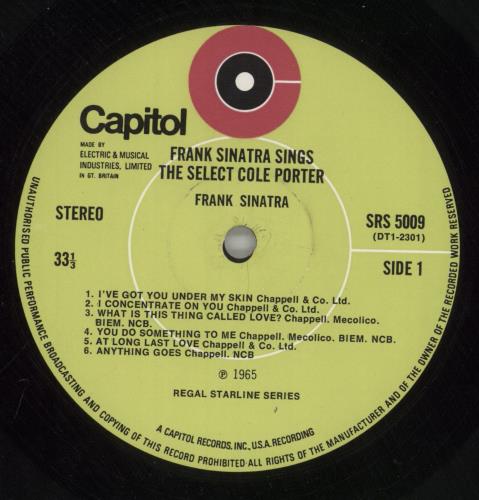 Frank Sinatra Sings The Select Cole Porter vinyl LP album (LP record) UK FRSLPSI863449