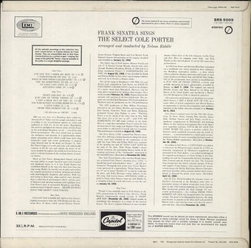 Frank Sinatra Sings The Select Cole Porter vinyl LP album (LP record) UK FRSLPSI863449