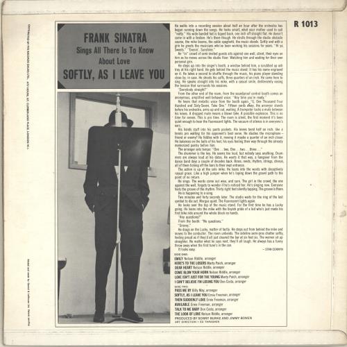 Frank Sinatra Softly, As I Leave You vinyl LP album (LP record) UK FRSLPSO563183