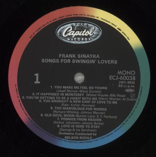 Frank Sinatra Songs For Swingin' Lovers vinyl LP album (LP record) Japanese FRSLPSO879805