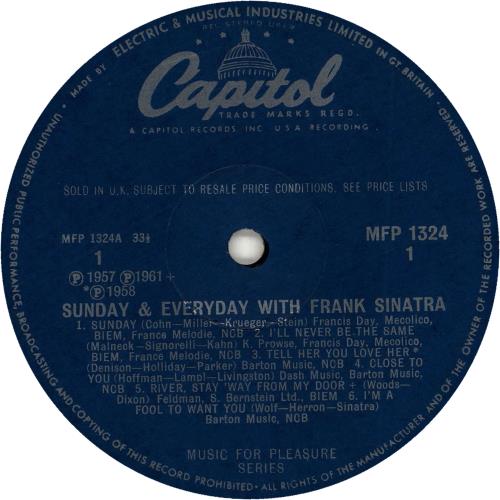 Frank Sinatra Sunday And Every Day vinyl LP album (LP record) UK FRSLPSU341138
