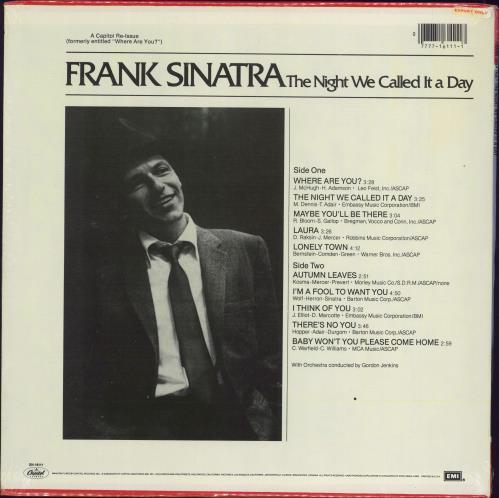 Frank Sinatra The Night We Called It A Day - Sealed vinyl LP album (LP record) US FRSLPTH774040