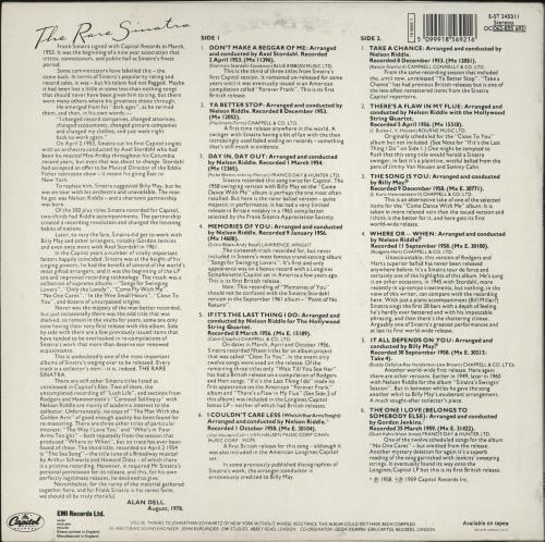 Frank Sinatra The Rare Sinatra - Hype Stickered Sleeve vinyl LP album (LP record) UK FRSLPTH478778