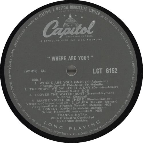 Frank Sinatra Where Are You? - 1st vinyl LP album (LP record) UK FRSLPWH696190
