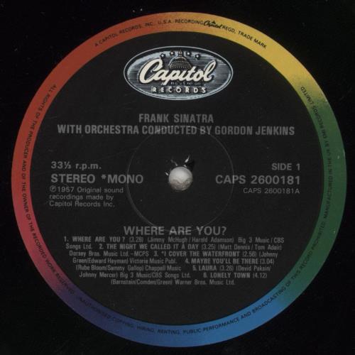 Frank Sinatra Where Are You?- Promo Sticker vinyl LP album (LP record) UK FRSLPWH863396