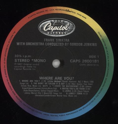 Frank Sinatra Where Are You? vinyl LP album (LP record) UK FRSLPWH859973
