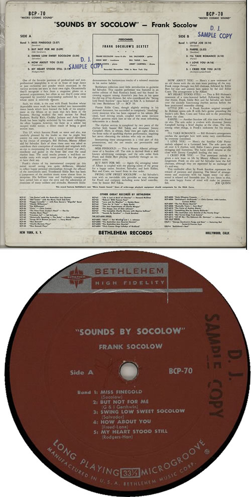 Frank Socolow Sounds By Socolow - Sample vinyl LP album (LP record) US FXKLPSO633823